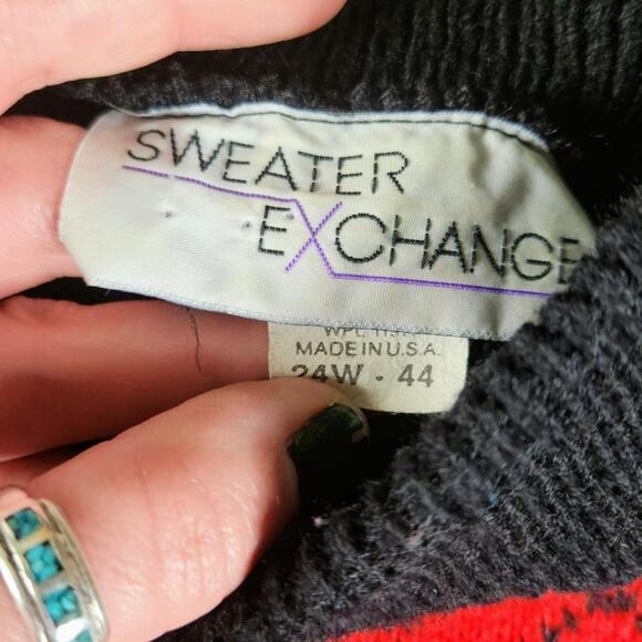 Vintage Sweater Exchange Rose Sweater Emo Goth Mock Neck Winter Cozy - Picture 2 of 3